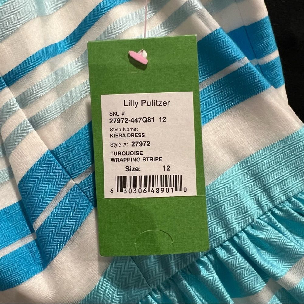 Lilly Pulitzer Kiera Turquoise Striped Fit and Flare Dress - Picture 11 of 11